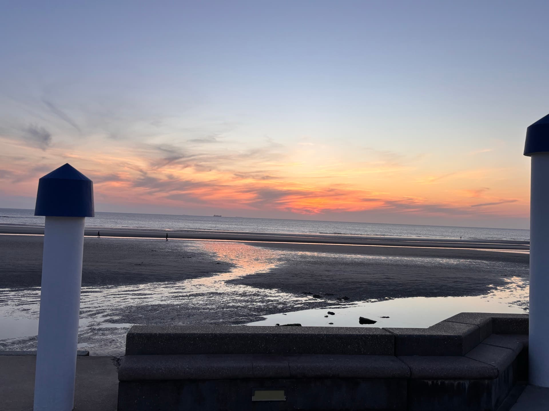 Coucher de soleil sur la plage de Wimereux, Côte d'Opale